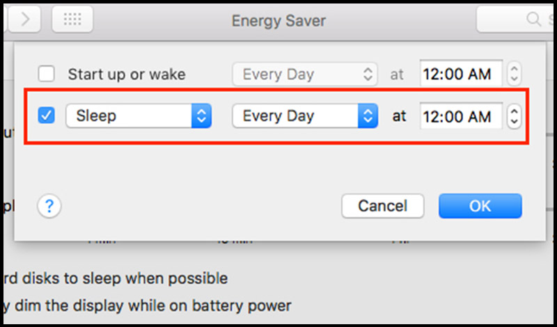 T&ugrave;y chỉnh hẹn giờ tắt